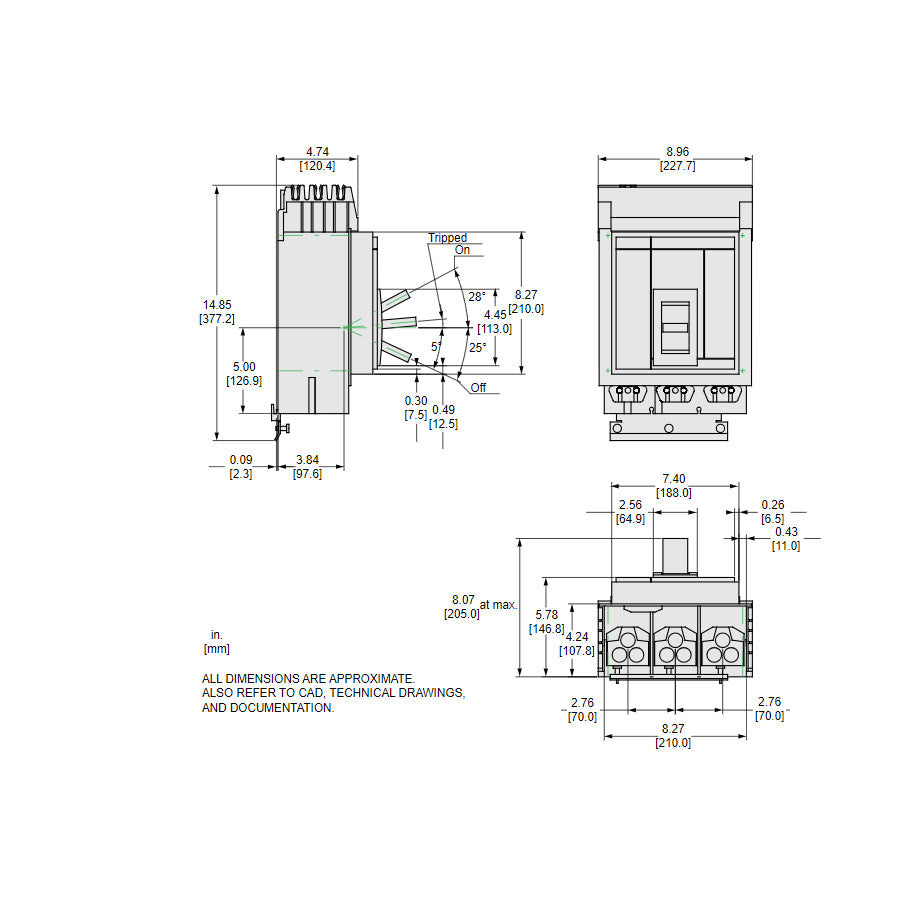 Square D MJA36300 Molded Case Circuit Breaker | 600V 300A 3P 65kA@480V I-Line Plug-In Powerpact MJA