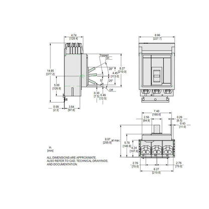 Square D MJA36300 Molded Case Circuit Breaker | 600V 300A 3P 65kA@480V I-Line Plug-In Powerpact MJA