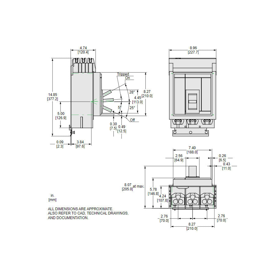 Square D MJA36350 Circuit Breaker | 600V 350A 3 Pole 65kA@480V Powerpact