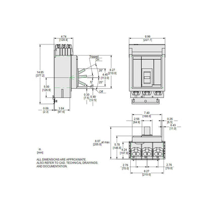 Square D MJA36350 Circuit Breaker | 600V 350A 3 Pole 65kA@480V Powerpact