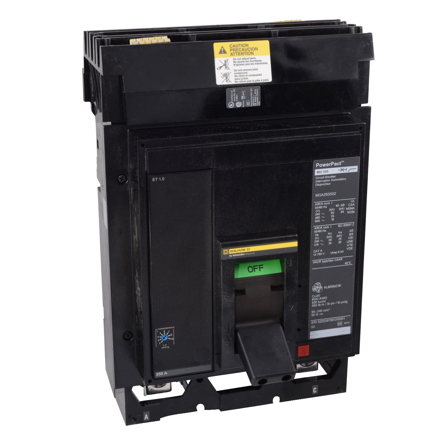 MJA36450YP - Schneider Electric I-Line Style Plug-In 600V 450A 3 pole circuit breaker 65kA@480V - Essential Electric Supply