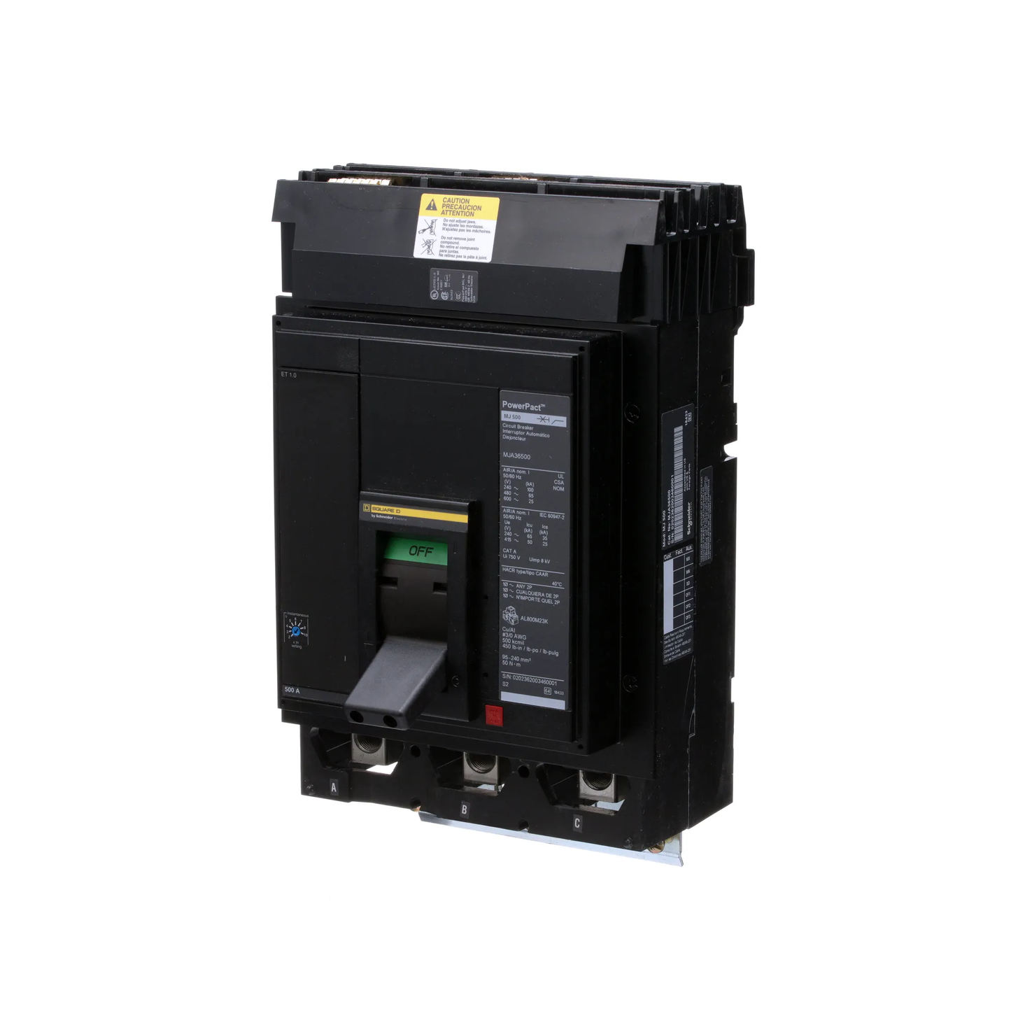 Square D MJA36500 Molded Case Circuit Breaker | 600V 500A 3P 65kA@480V Powerpact