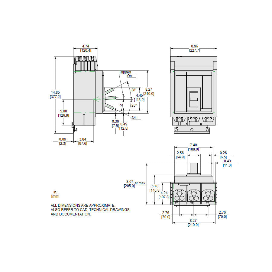 Square D MJA36500 Molded Case Circuit Breaker | 600V 500A 3P 65kA@480V Powerpact