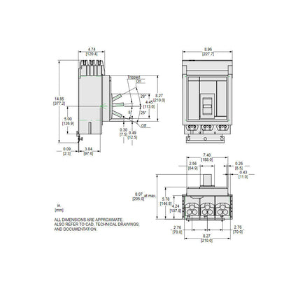 Square D MJA36500 Molded Case Circuit Breaker | 600V 500A 3P 65kA@480V Powerpact