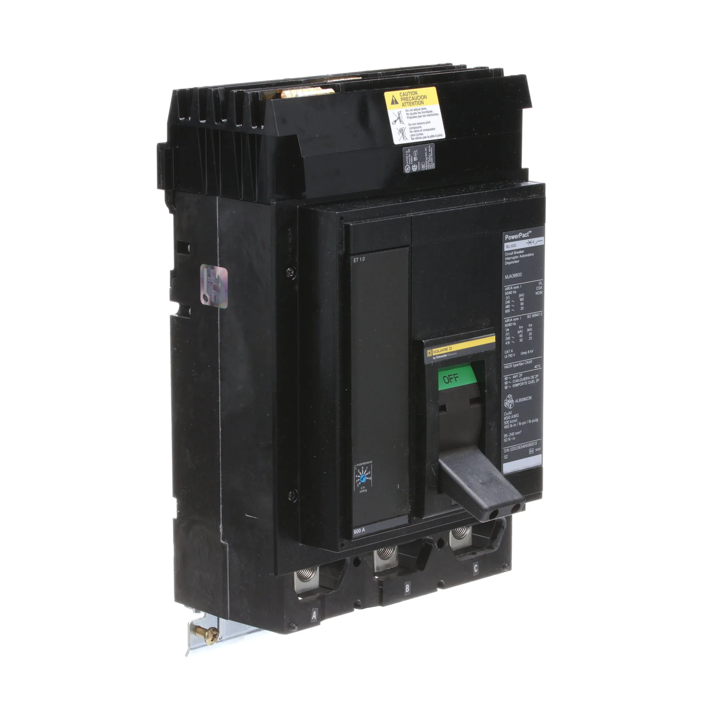 Square D MJA36600 Molded Case Circuit Breaker | 600V 600A 3P 65kA@480V Powerpact