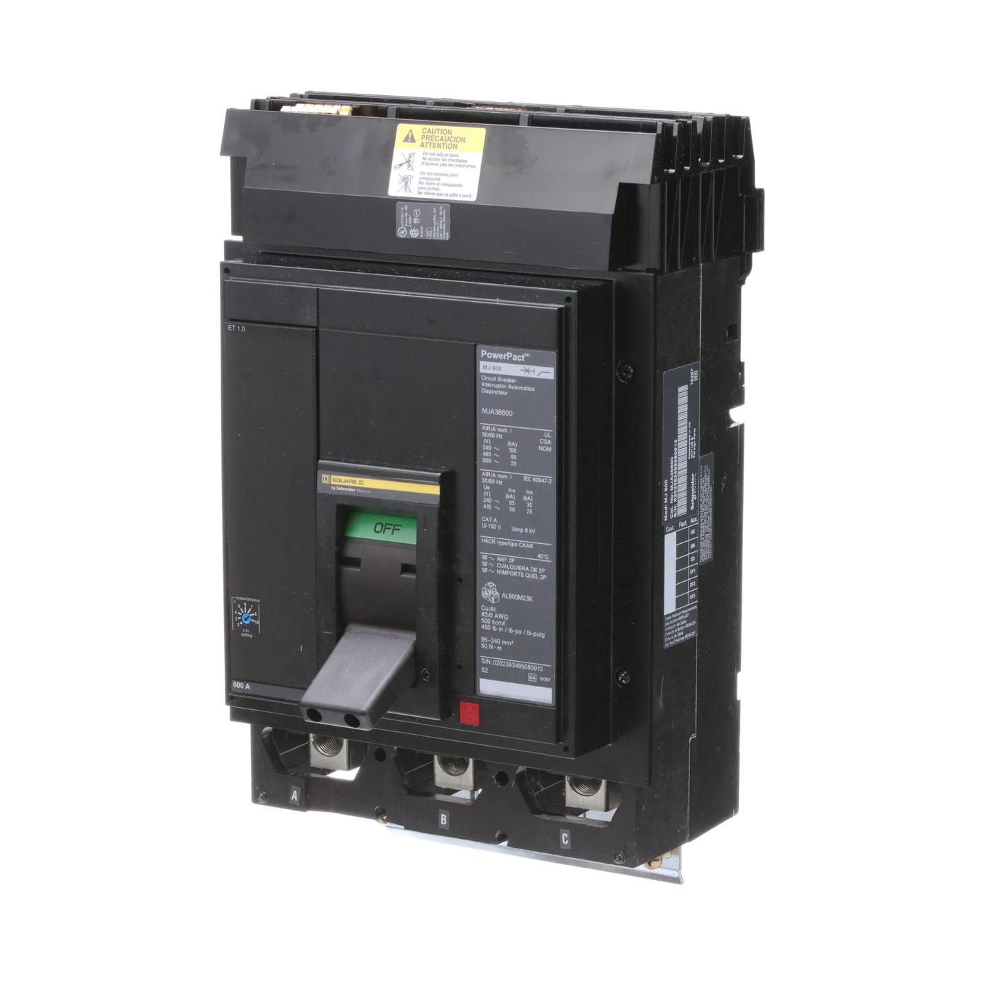 Square D MJA36600 Molded Case Circuit Breaker | 600V 600A 3P 65kA@480V Powerpact