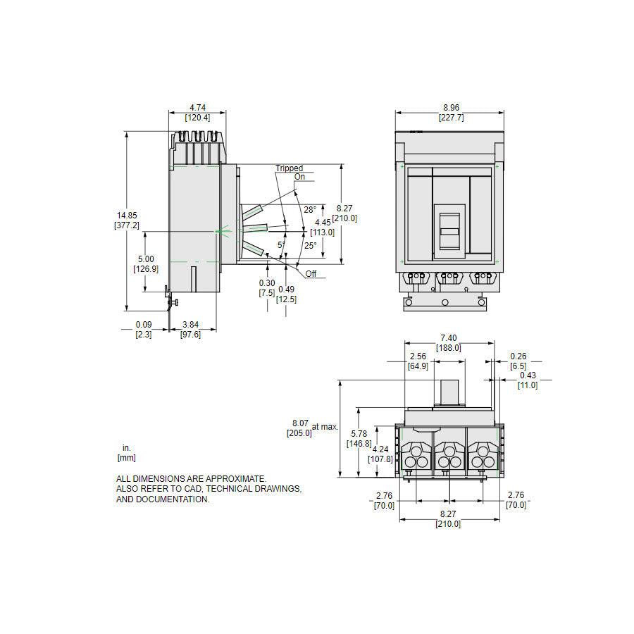 Square D MJA36600 Molded Case Circuit Breaker | 600V 600A 3P 65kA@480V Powerpact