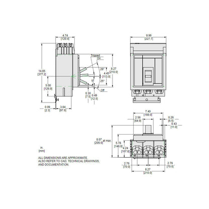 Square D MJA36600 Molded Case Circuit Breaker | 600V 600A 3P 65kA@480V Powerpact