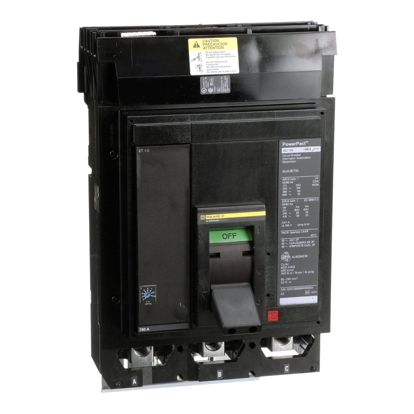 MJA36700YP - Square D I-Line Style Plug-In 600V 700A 3 pole circuit breaker 65kA@480V - Essential Electric Supply