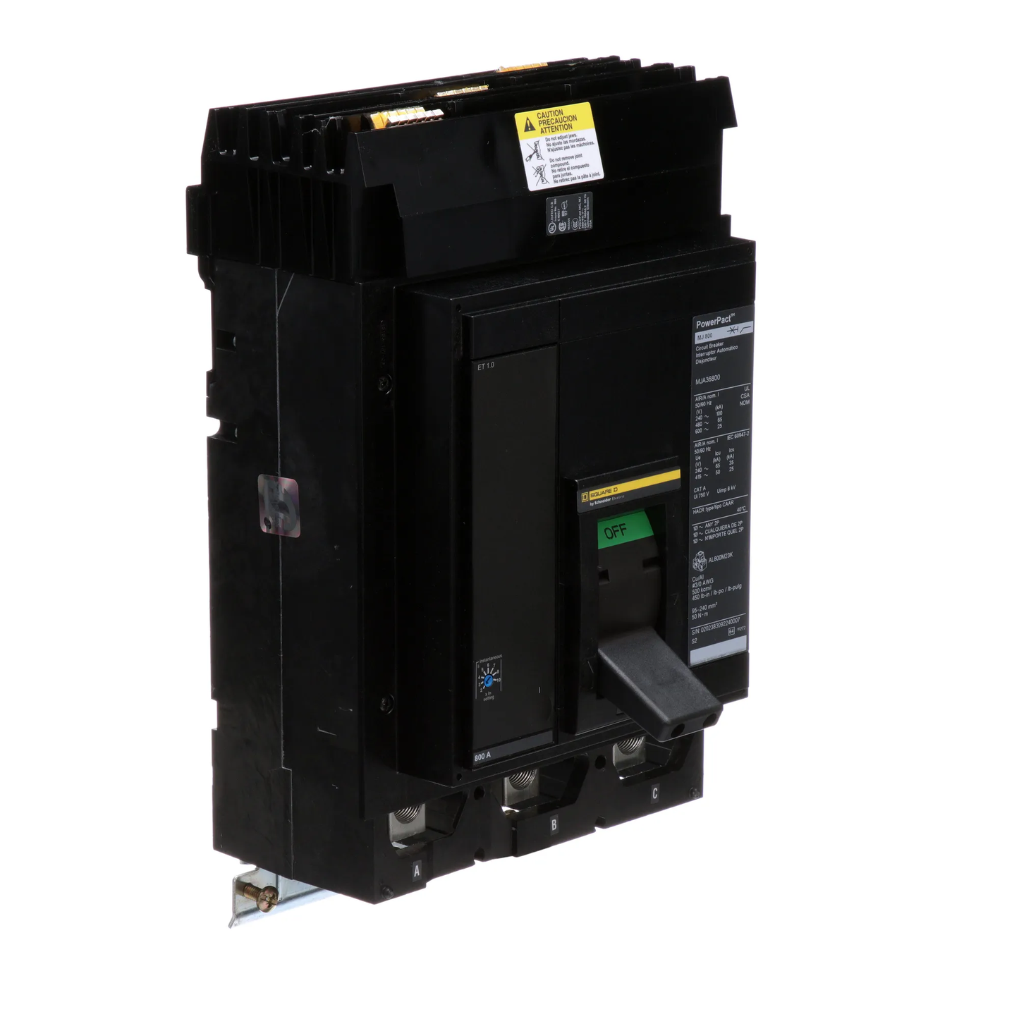 Square D MJA36800 Circuit Breaker | 600V 800A 3P 65kA@480V Powerpact