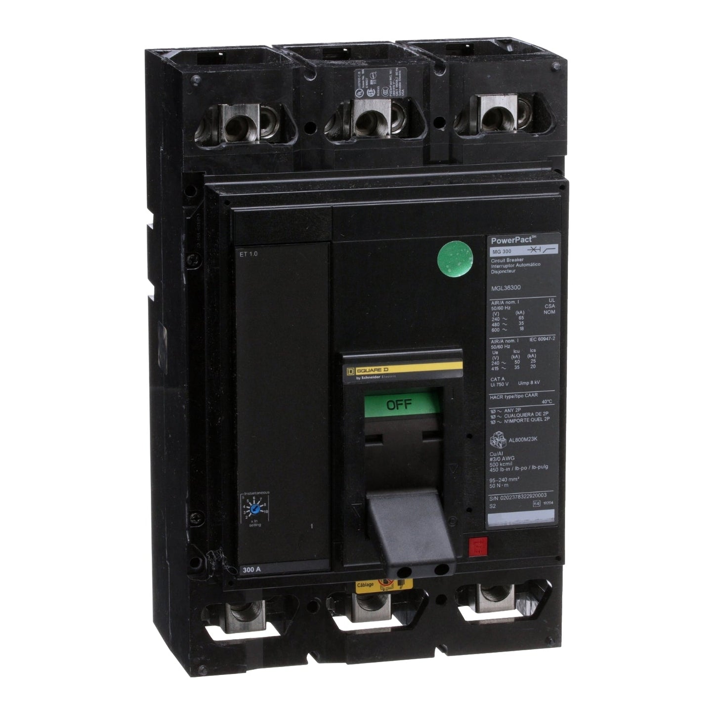 MJL36300AB - Schneider Electric Feed-Thru 600V 300A 3 pole circuit breaker 65kA@480V - Essential Electric Supply