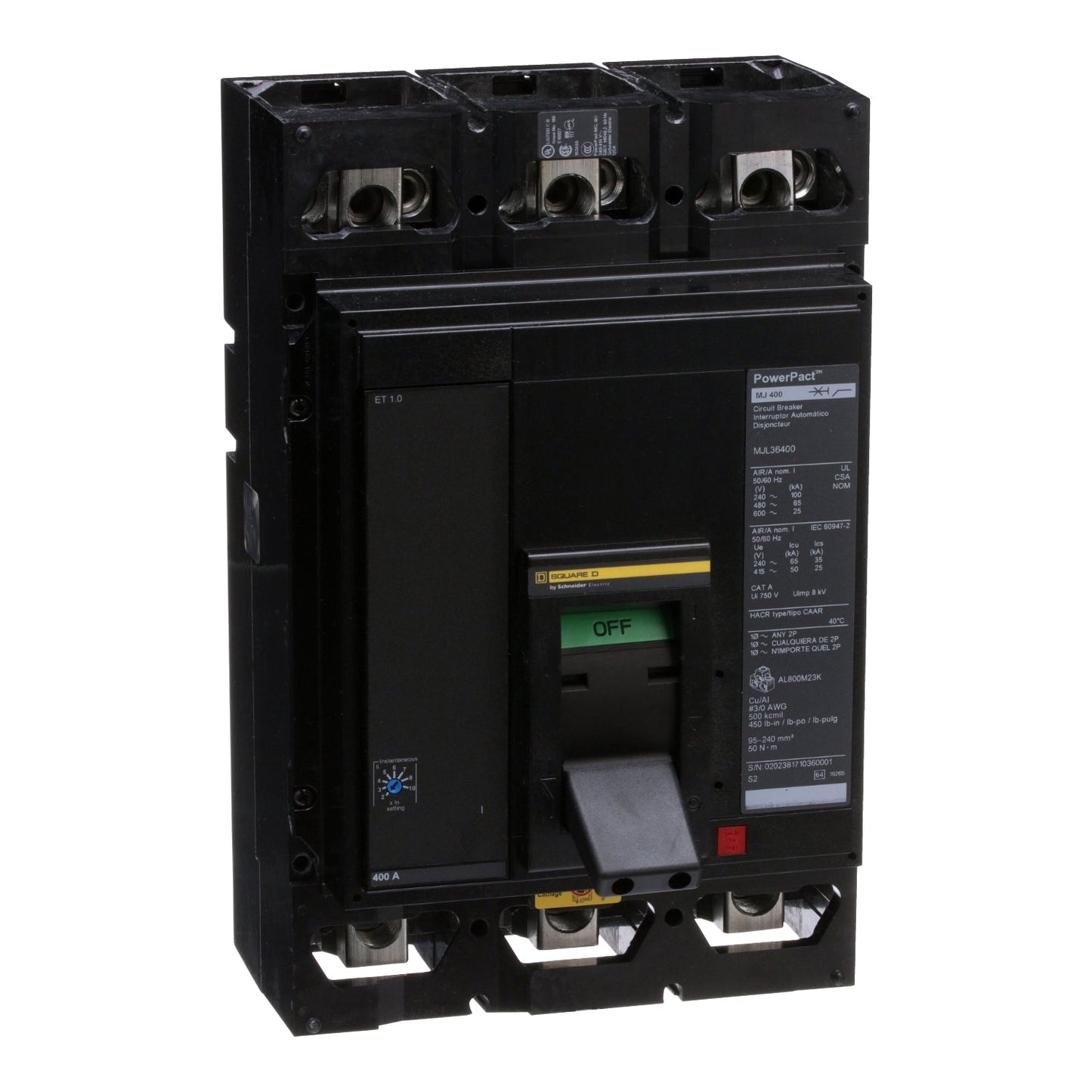 MJL36400SKLU - Square D Feed-Thru 600V 400A 3 pole circuit breaker 65kA@480V - Essential Electric Supply
