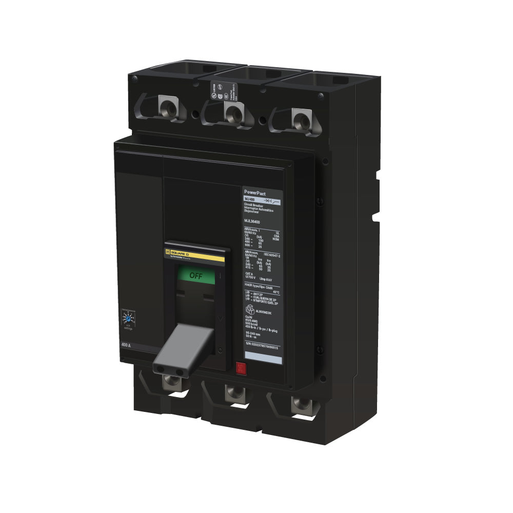Square D MJL36400 Circuit Breaker | 600V 400A 3P 65kA@480V Lug In/Lug Out Powerpact MJL