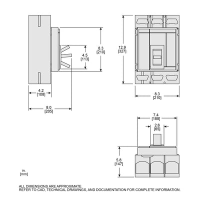 MJL36600SKLU - Schneider Electric Feed-Thru 600V 600A 3 pole circuit breaker 65kA@480V - Essential Electric Supply