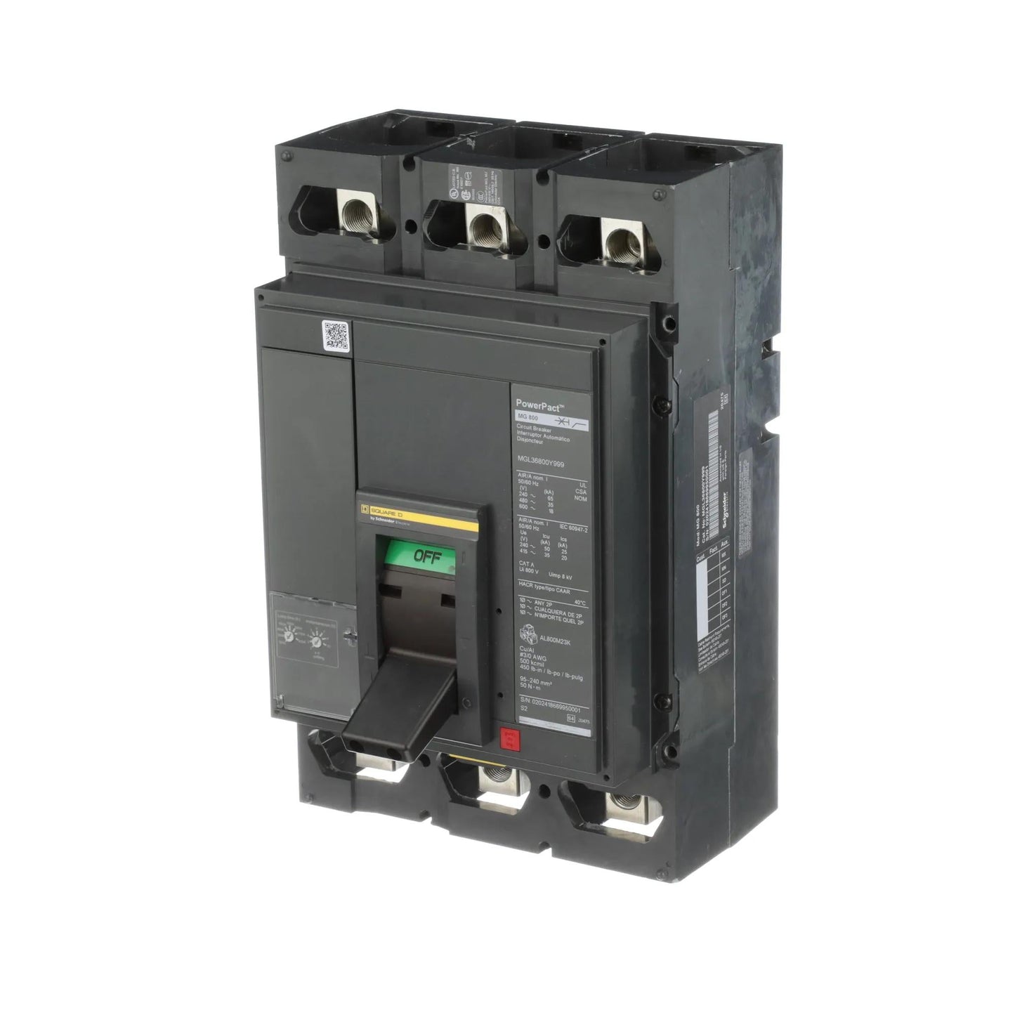 Schneider Electric MJL36800E10 Molded Case Circuit Breaker | 600V 800A 3P 65kA@480V Feed-Thru Powerpact