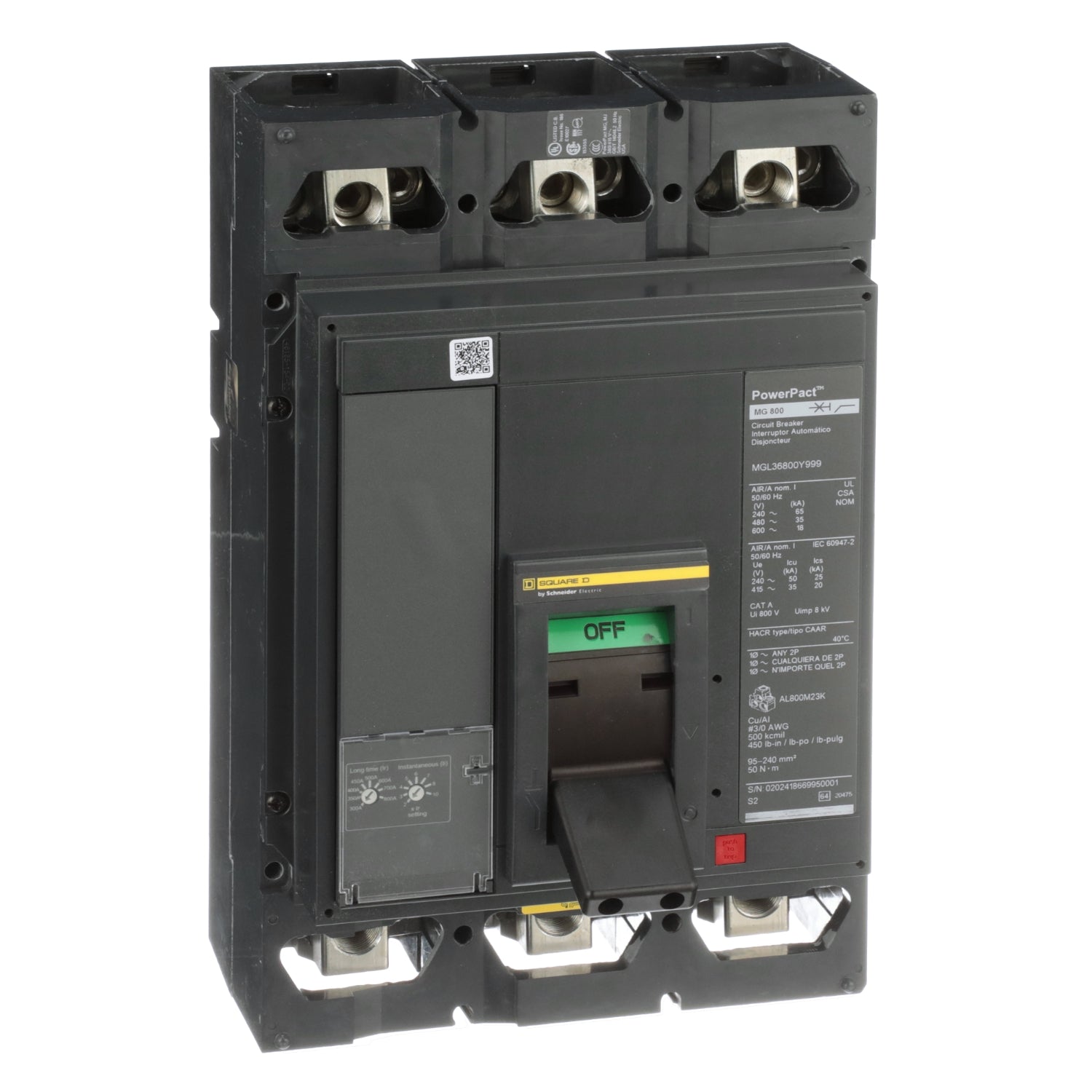 MJM36350 - Square D Bolt-On 600V 350A 3 pole circuit breaker 65kA@480V - Essential Electric Supply