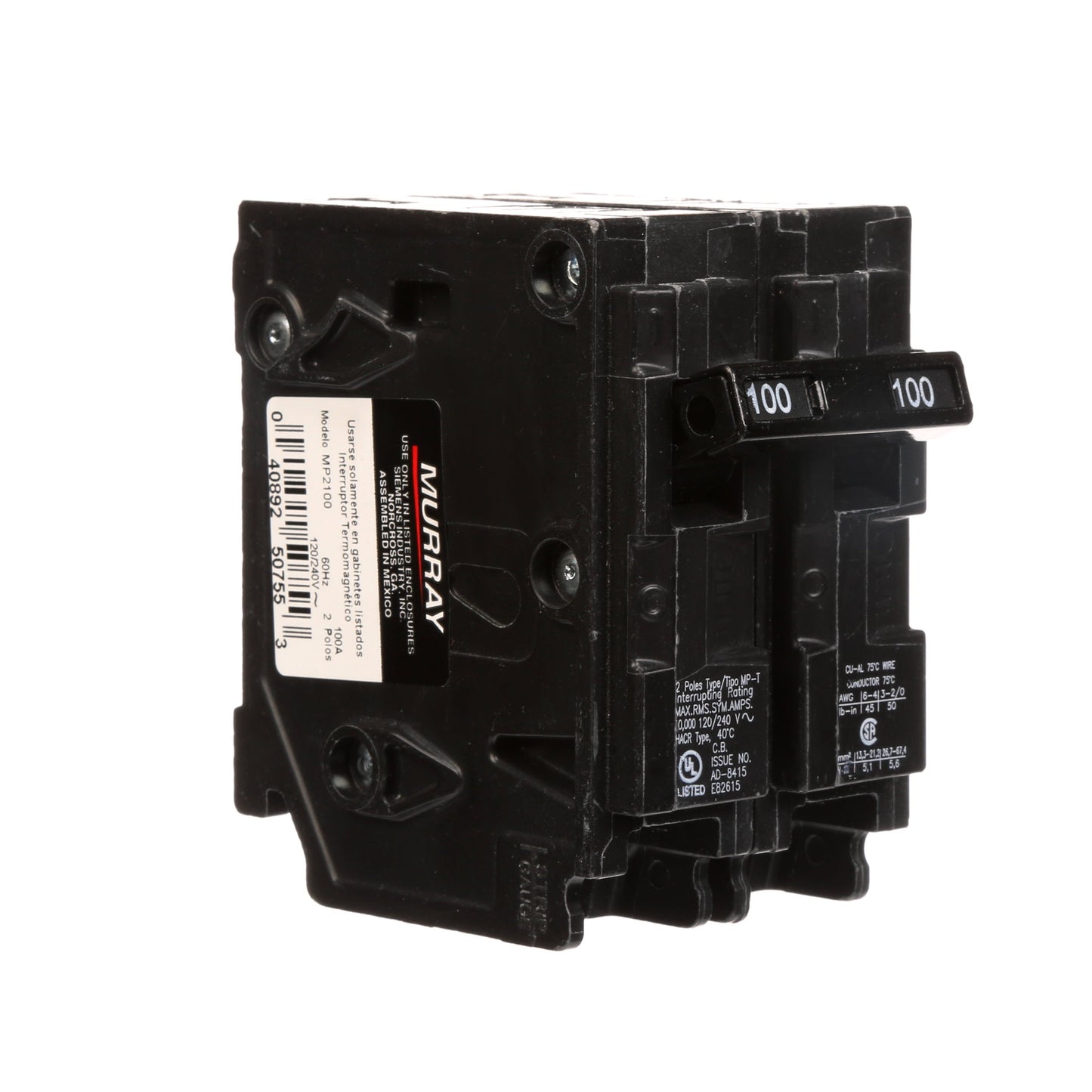 Siemens MP2100 Circuit Breaker | 240V 100A 2P 10kA@240V MP Series