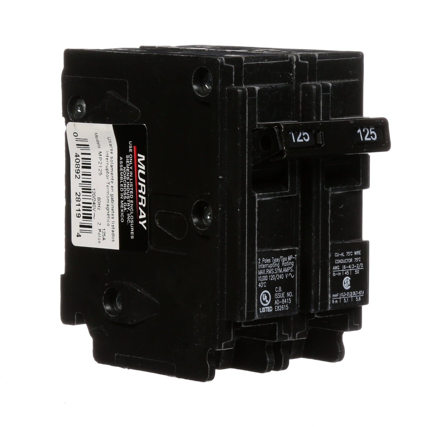 Murray MP2125 Circuit Breaker | MP Series MP-T 240V 125A