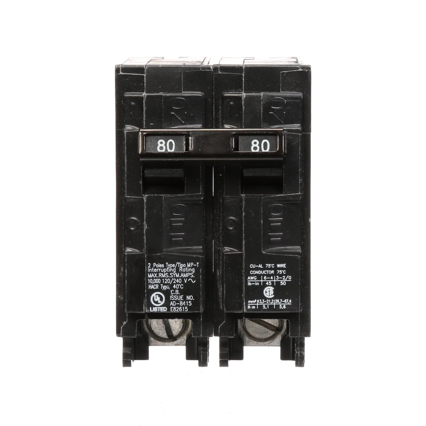 Murray MP280 Molded Case Circuit Breaker | 240V 80A 2P 10kA@240V Plug-In MP Series
