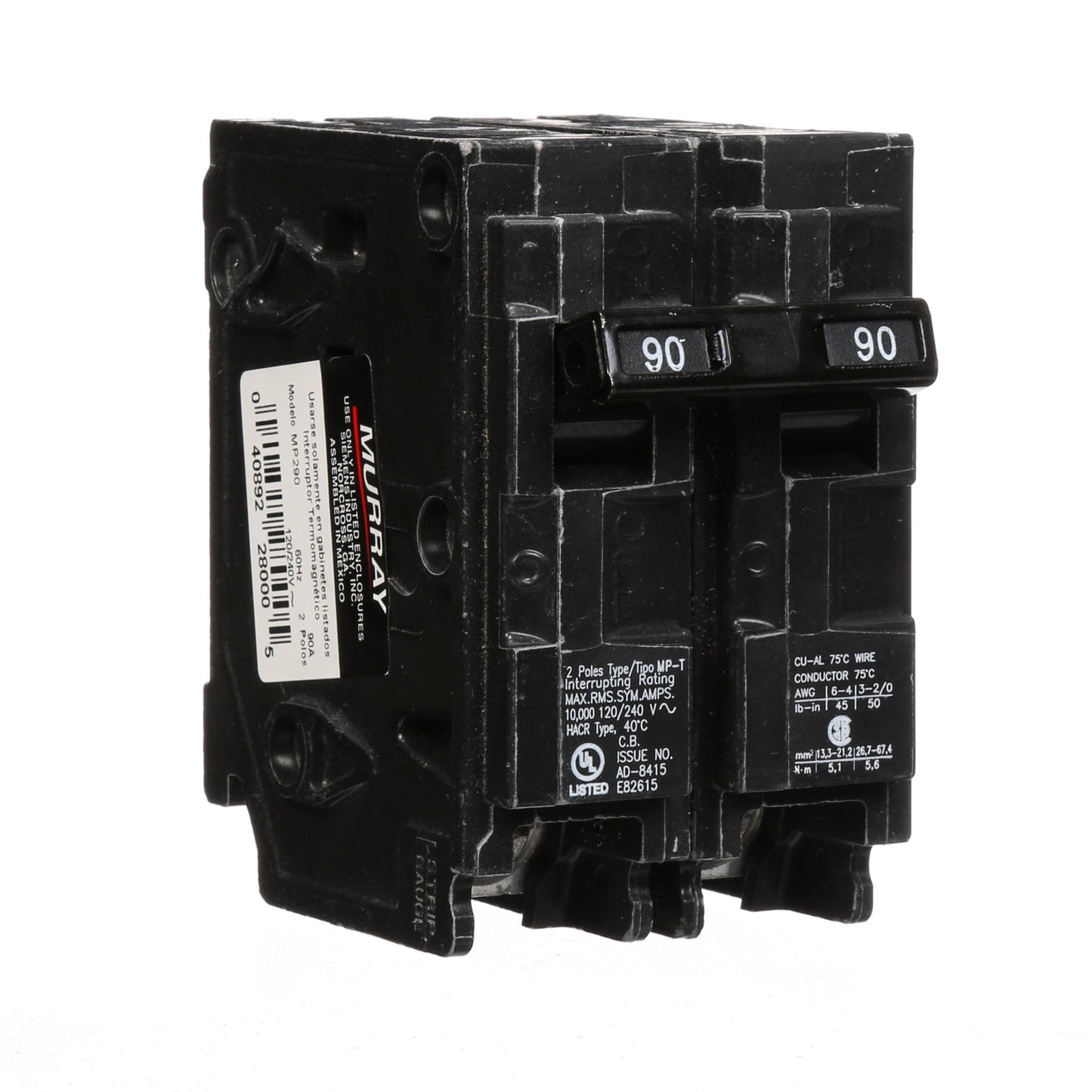 Murray MP290 Circuit Breaker | 240V 90A 2P 10kA@240V Plug-In MP Series
