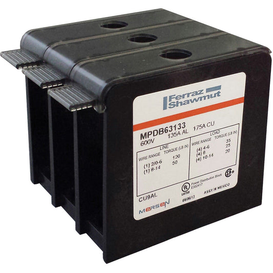 Mersen MPDB63133 Power Distribution Block | 1000V 175A 3-Pole