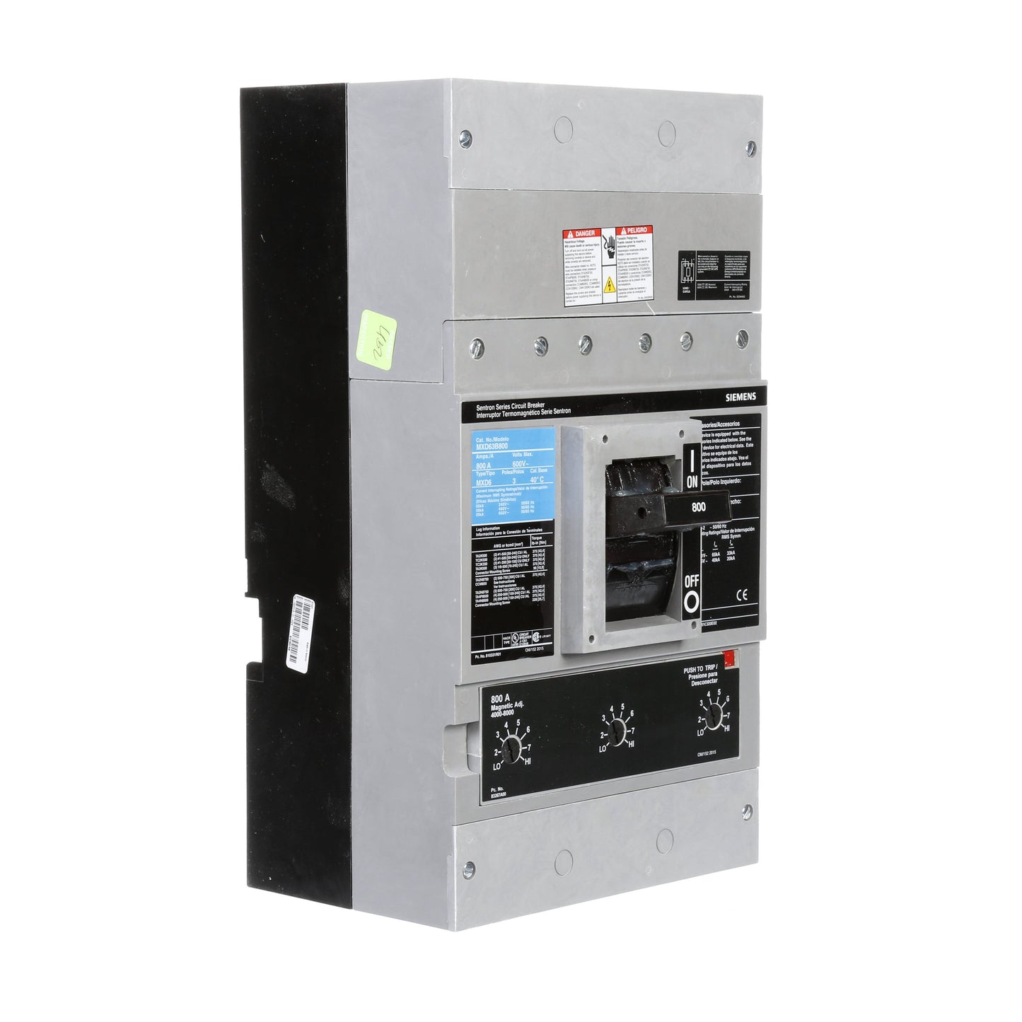 Siemens MXD63B800 Molded Case Circuit Breaker | 600V 800A 3P 50kA@480V Bolt-On Sentron Series