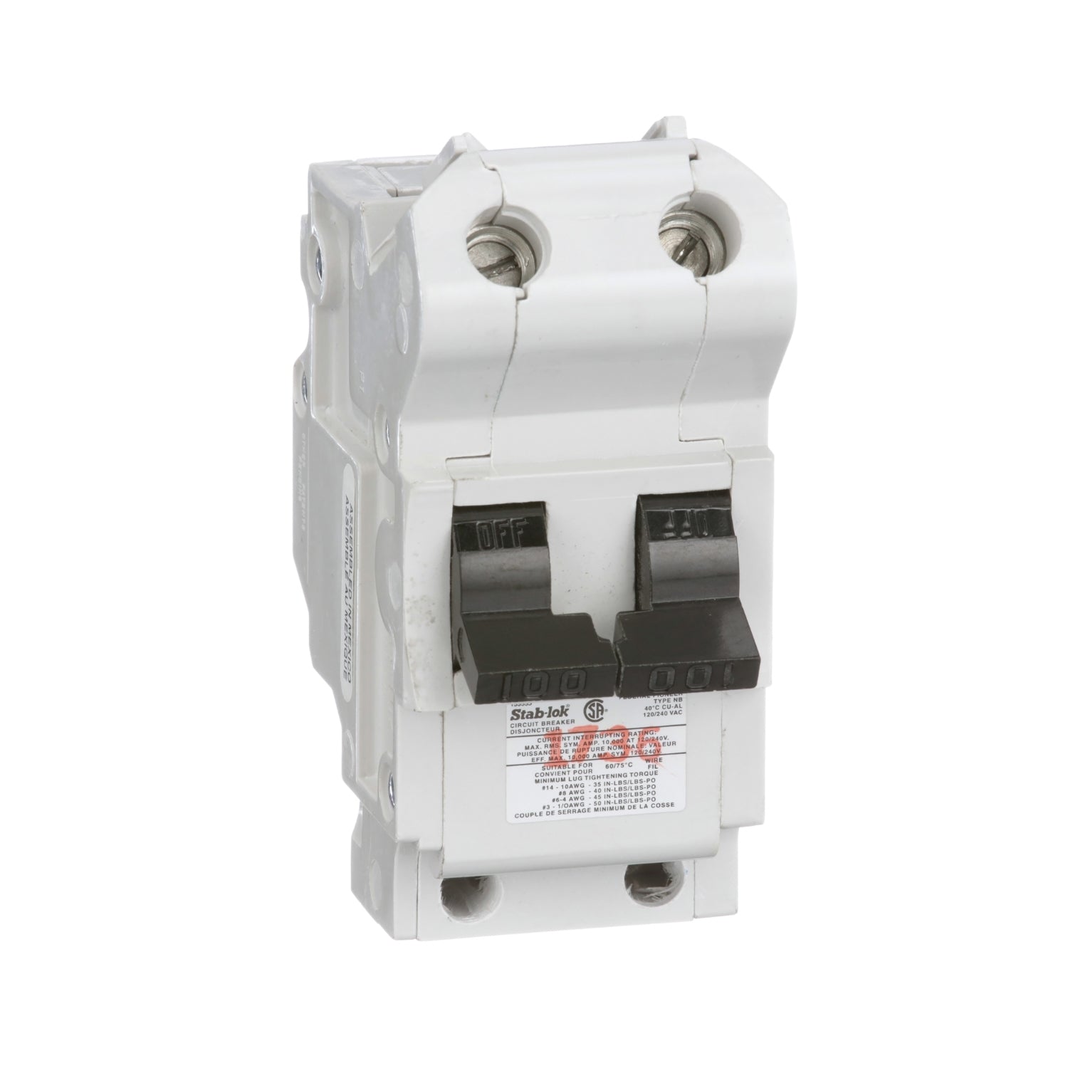 NB2P100 - Federal Pioneer Bolt-On 240V 100A 2 pole circuit breaker 10kA@240V - Essential Electric Supply
