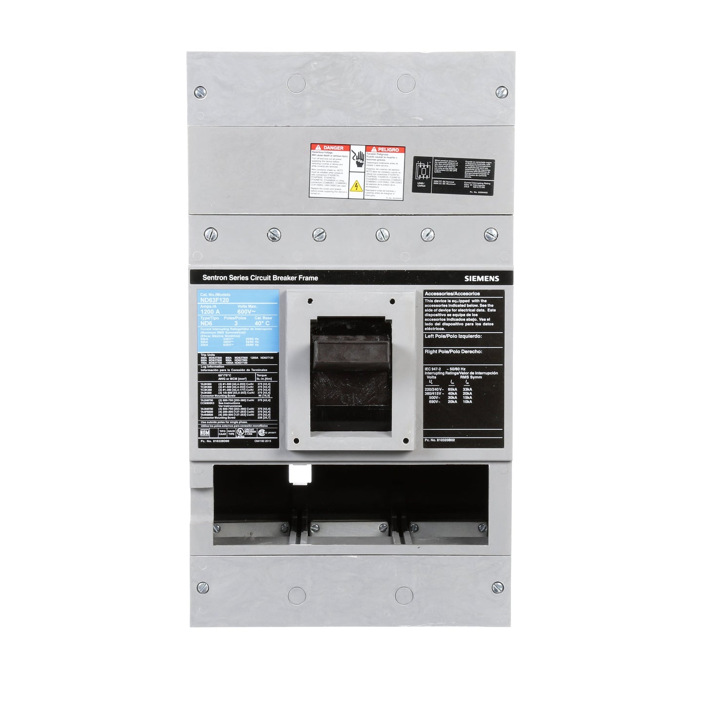 Siemens ND63F120 Circuit Breaker | 600V 1200A 3P 50kA@480V Feed-Thru Sentron Series
