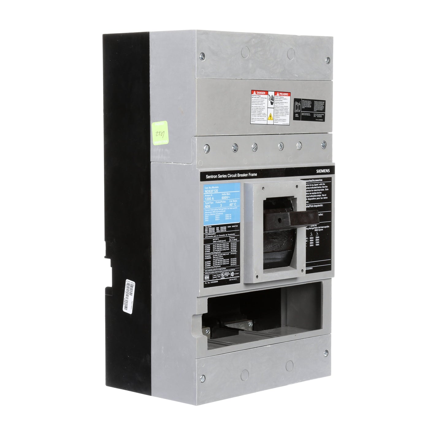 Siemens ND63F120 Circuit Breaker | 600V 1200A 3P 50kA@480V Feed-Thru Sentron Series