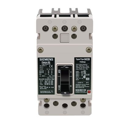 Siemens NEB3B015B Circuit Breaker | 600V 15A 3P 35kA@480V Bolt-On NEB Series