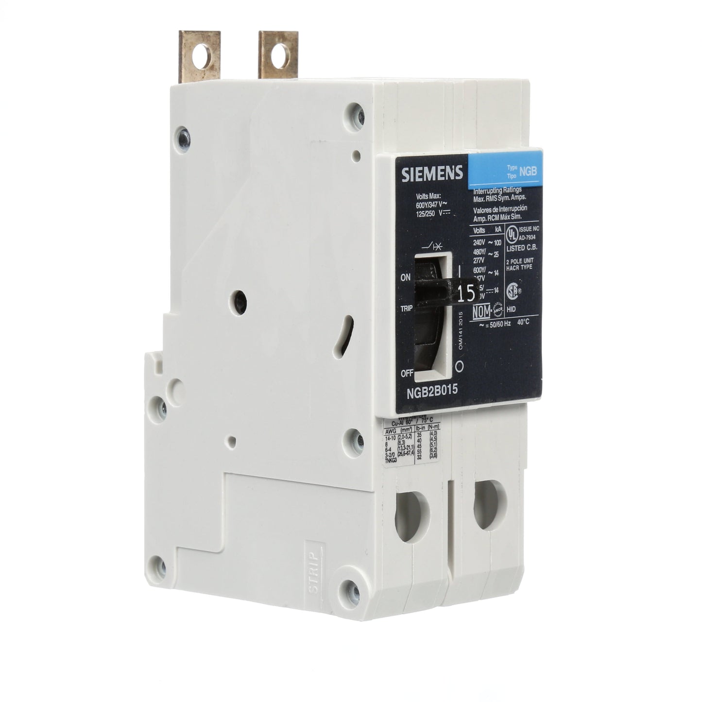 Siemens NGB2B015B Circuit Breaker | VL Series NGB 600V 15A
