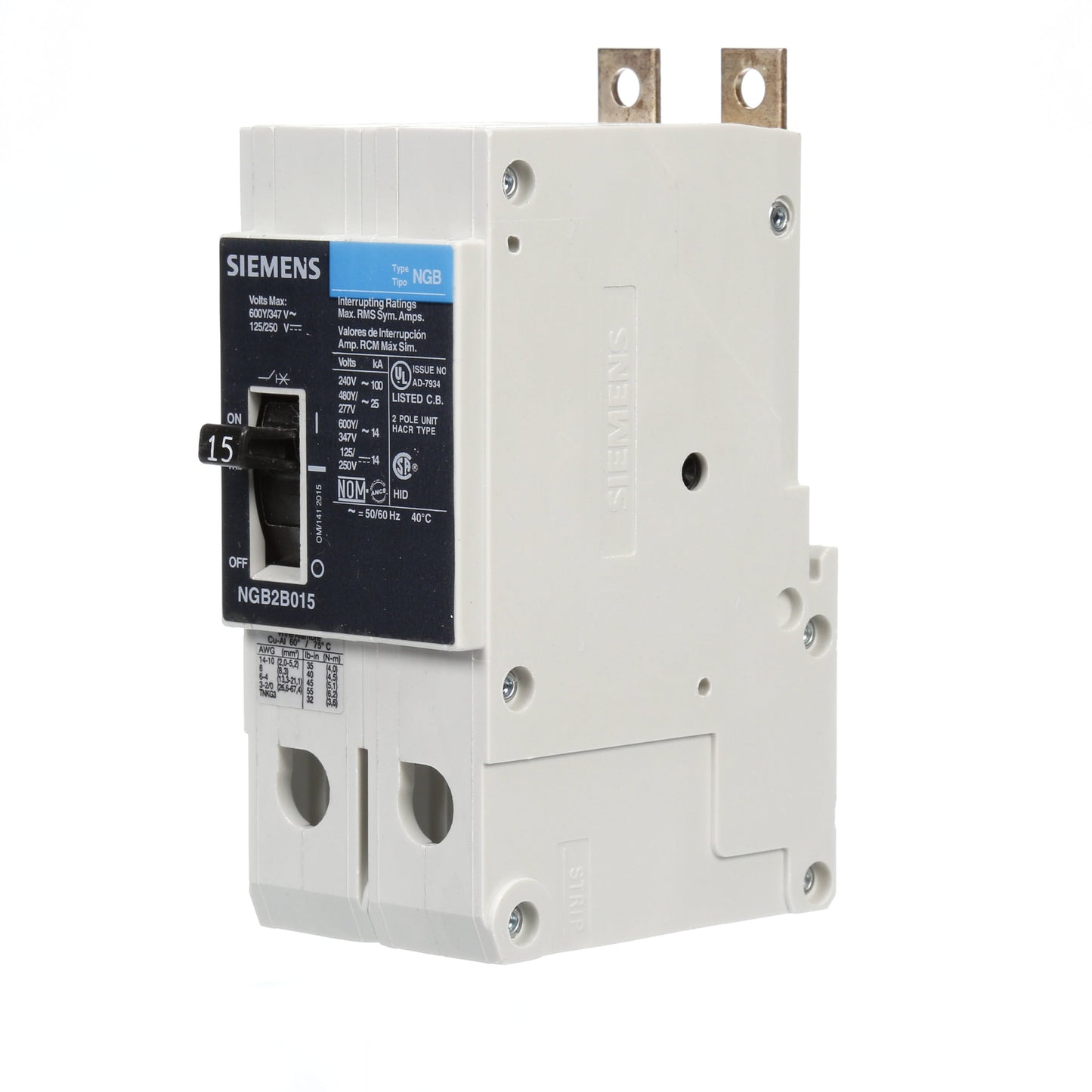 Siemens NGB2B015B Circuit Breaker | VL Series NGB 600V 15A