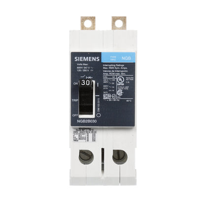 Siemens NGB2B030B Molded Case Circuit Breaker | 600V 30A 2P 25kA@480V Bolt-On VL Series