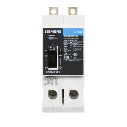 Siemens NGB2B050B Molded Case Circuit Breaker | 600V 50A 2P 25kA@480V Bolt-On VL Series