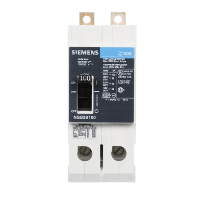 Siemens NGB2B100B Circuit Breaker | 600V 100A 2P 25kA@480V Bolt-On VL Series