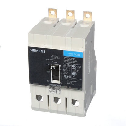 Siemens NGB3B015B Circuit Breaker | 600V 15A 3P 25kA@480V Bolt-On VL Series