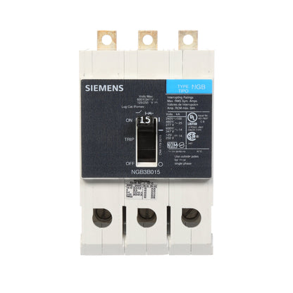 Siemens NGB3B015B Circuit Breaker | 600V 15A 3P 25kA@480V Bolt-On VL Series