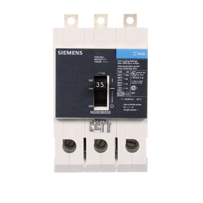 Siemens NGB3B035B Molded Case Circuit Breaker | 600V 35A 3P 25kA@480V Bolt-On VL Series