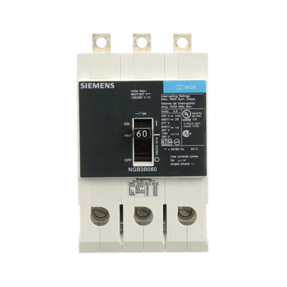 Siemens NGB3B060V Circuit Breaker | 600V 60A 3P 25kA@480V Bolt-On VL Series