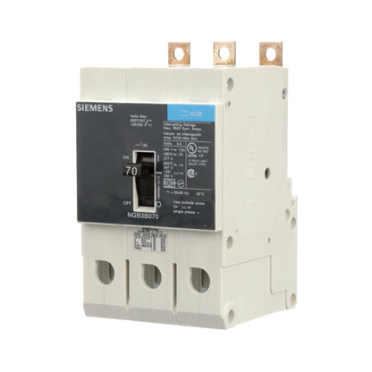 Siemens NGB3B070B Molded Case Circuit Breaker | 600V 70A 3P 25kA@480V Bolt-On VL Series
