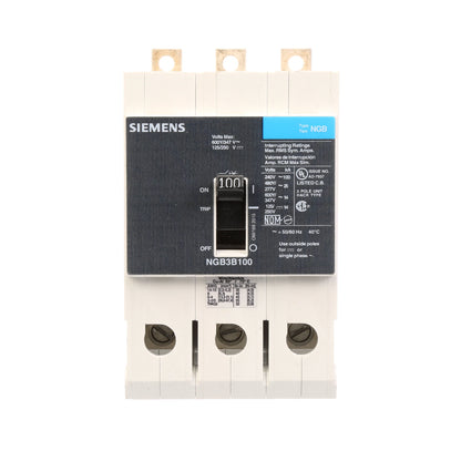 Siemens NGB3B100V Circuit Breaker | 600V 100A 3P 25kA@480V Bolt-On VL Series