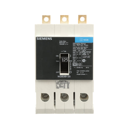 Siemens NGB3B125V Circuit Breaker | 600V 125A 3P 25kA@480V Bolt-On VL Series