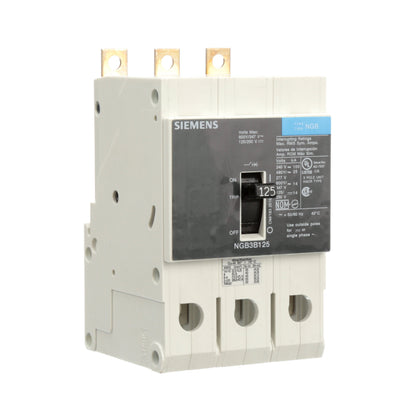 Siemens NGB3B125V Circuit Breaker | 600V 125A 3P 25kA@480V Bolt-On VL Series