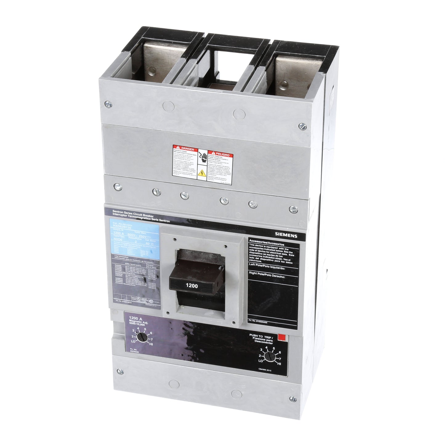 Siemens NXD62B120 Circuit Breaker | 600V 1200A 2P 50kA@480V Bolt-On Sentron Series