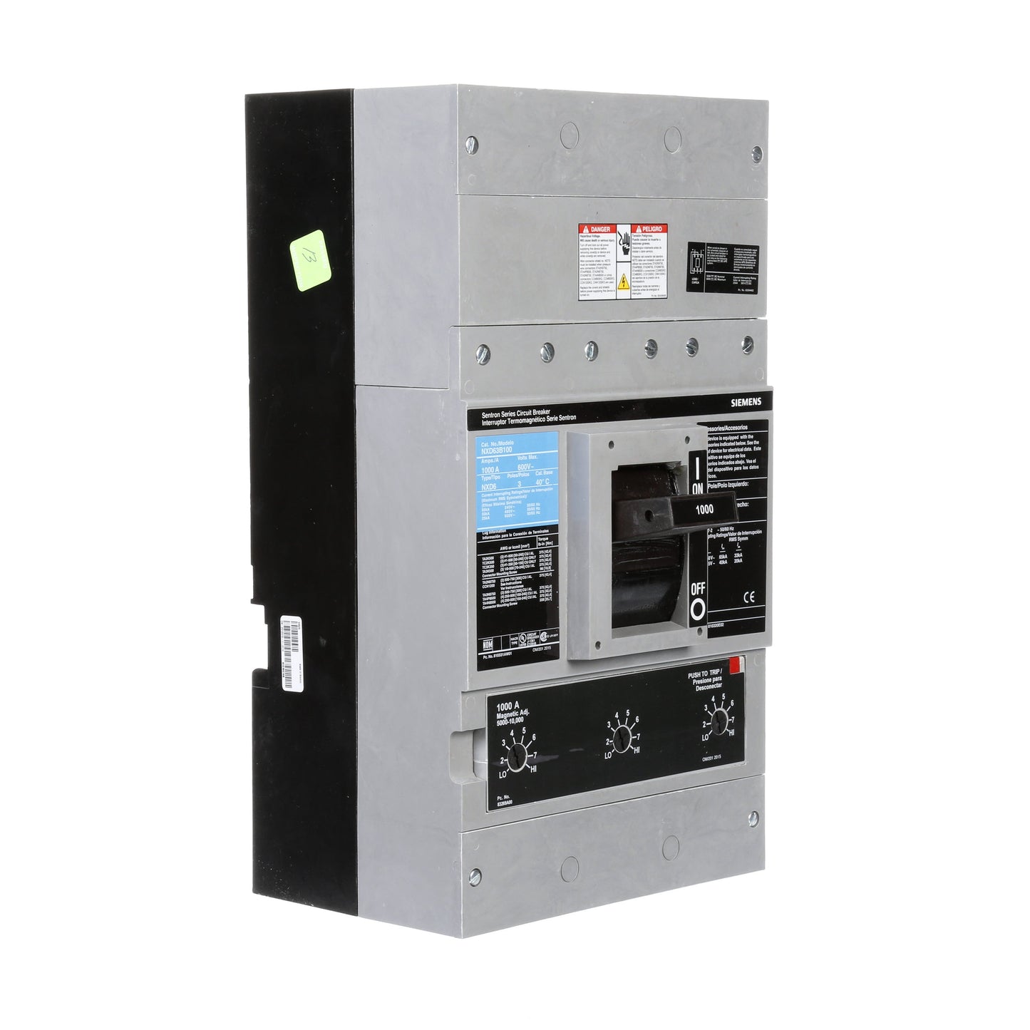 Siemens NXD63B100 Molded Case Circuit Breaker | 600V 1000A 3P 50kA@480V Bolt-On Sentron Series