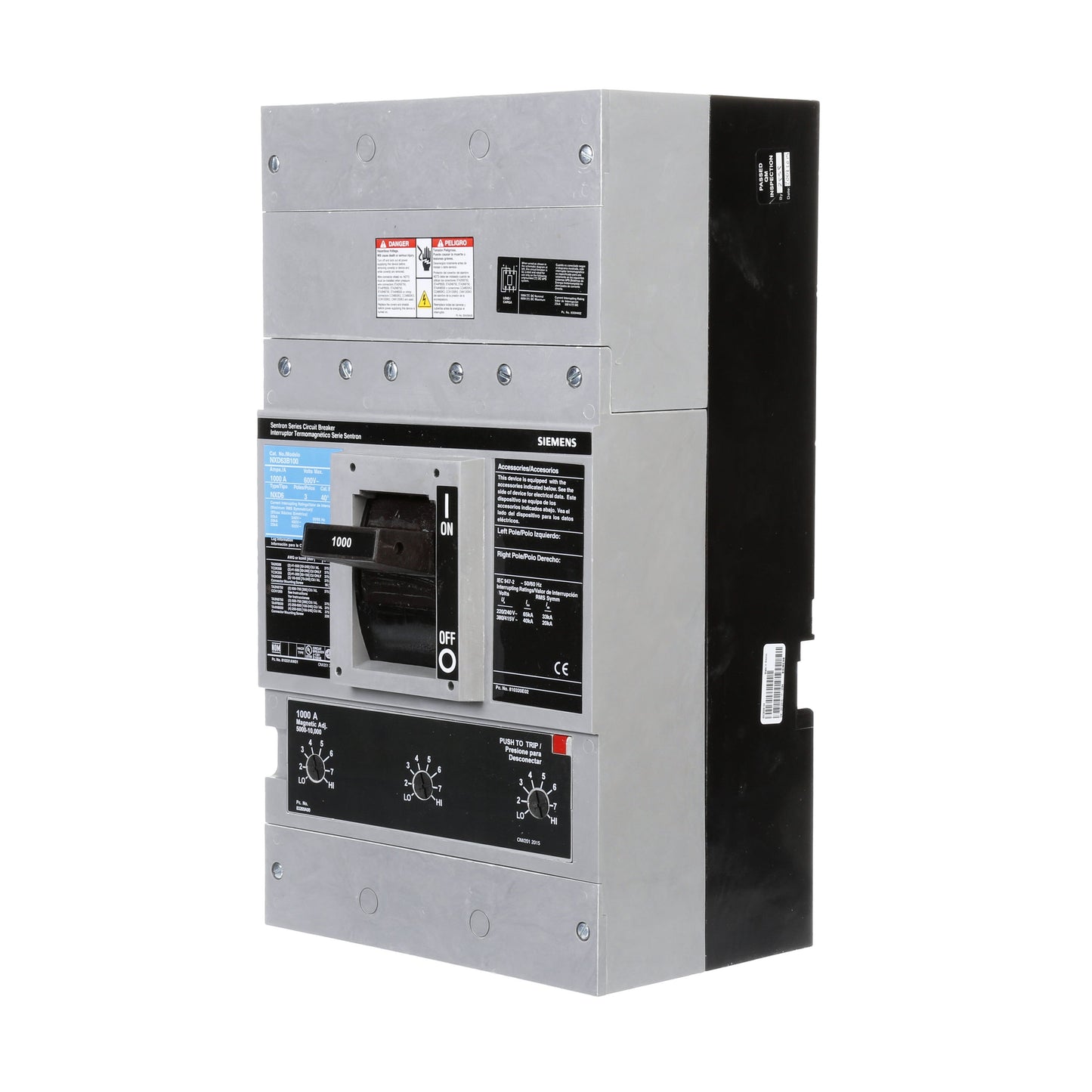 Siemens NXD63B100 Molded Case Circuit Breaker | 600V 1000A 3P 50kA@480V Bolt-On Sentron Series