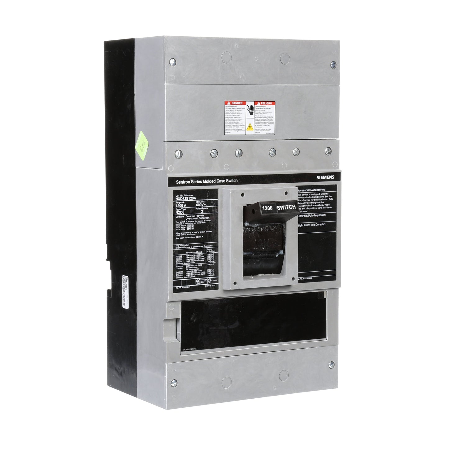 Siemens NXD63S120A Circuit Breaker | 600V 1200A 3P 50kA@480V Bolt-On Sentron Series