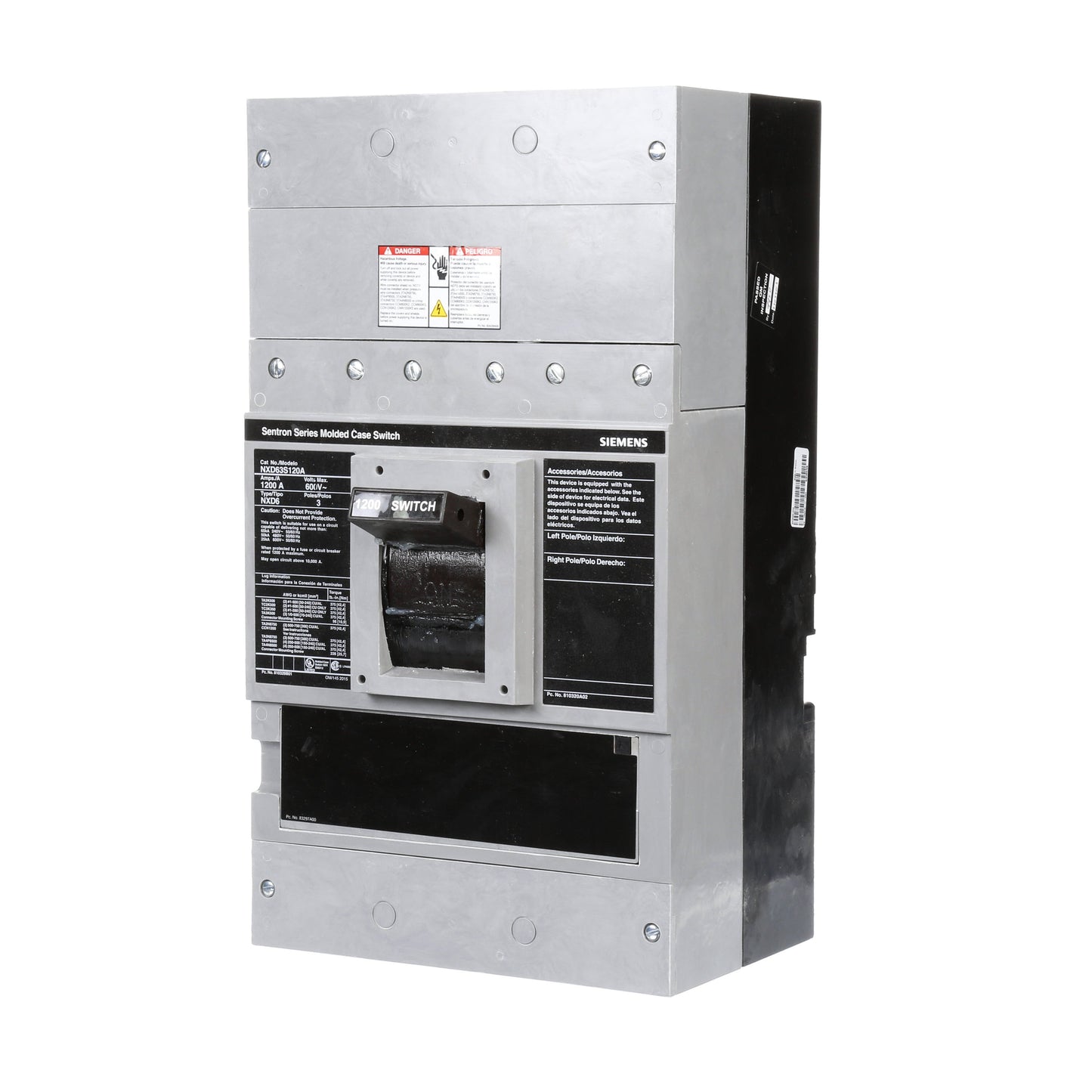 Siemens NXD63S120A Circuit Breaker | 600V 1200A 3P 50kA@480V Bolt-On Sentron Series