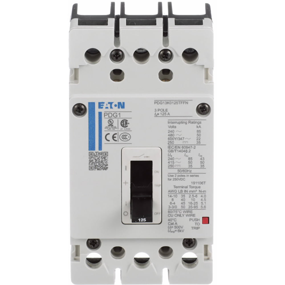 Eaton PDG13G0040TFFJ Circuit Breaker | 600V 3A 3P 35kA@480V Bolt-On Power Defense Series
