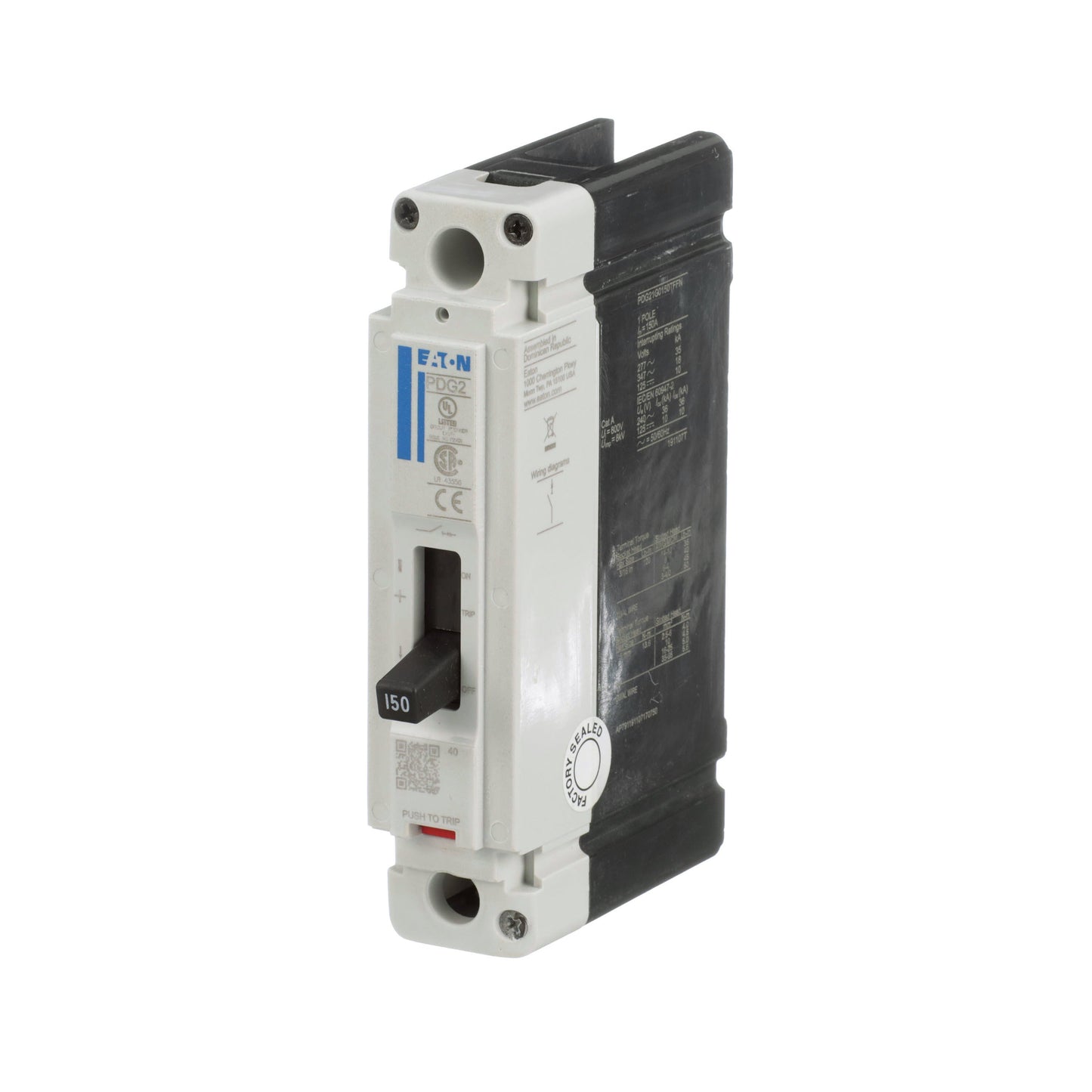 Eaton PDG21G0050TFFJ Circuit Breaker | 600V 50A 1P 35kA@480V Feed-Thru Power Defense